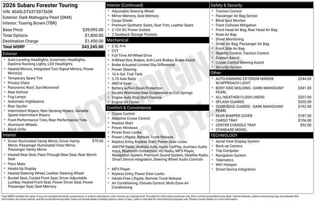 2026 Subaru FORESTER Touring