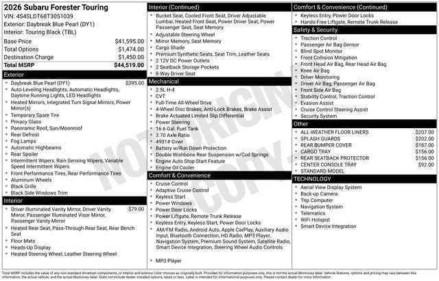 2026 Subaru FORESTER Touring
