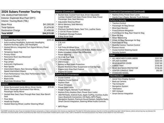 2026 Subaru FORESTER Touring