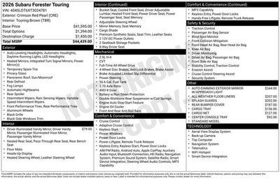 2026 Subaru FORESTER Touring
