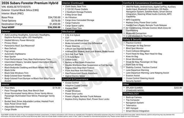 2026 Subaru FORESTER Premium Hybrid