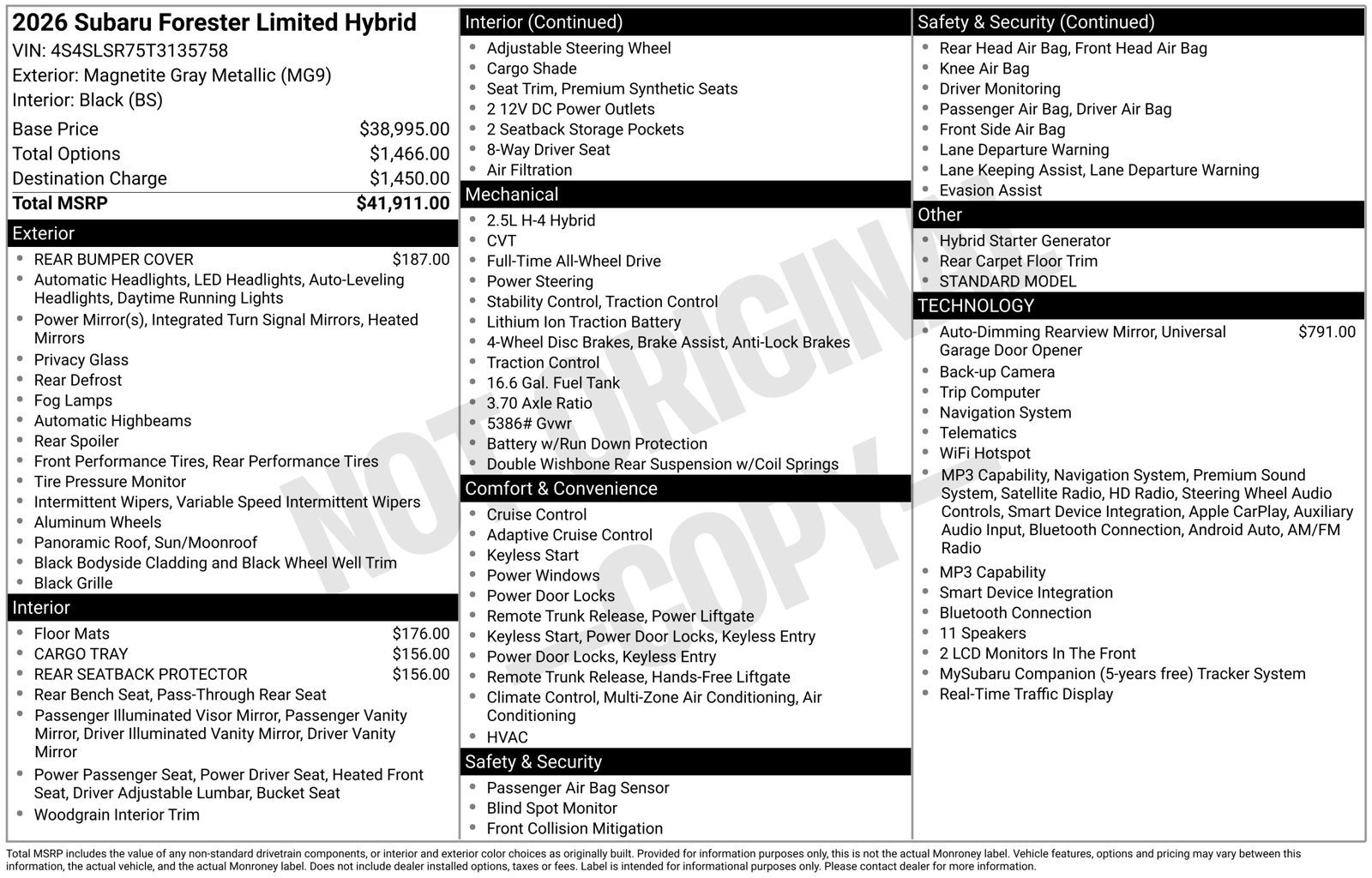 2026 Subaru FORESTER Limited Hybrid