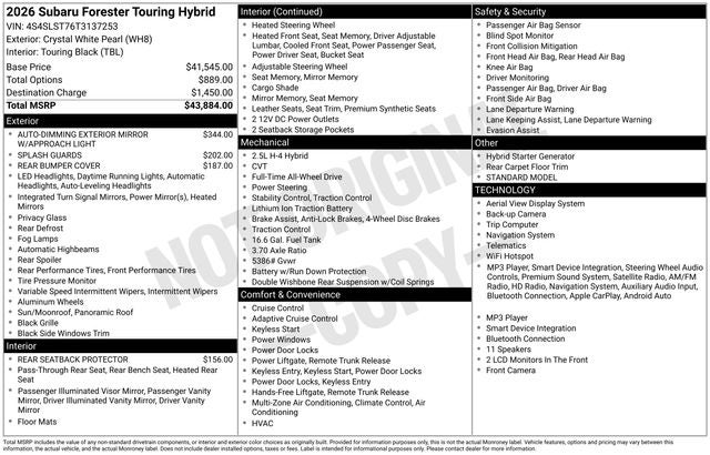 2026 Subaru FORESTER Touring Hybrid