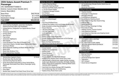 2026 Subaru ASCENT Premium 7-Passenger