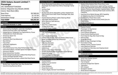 2026 Subaru ASCENT Limited 7-Passenger