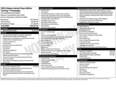 2026 Subaru ASCENT Onyx Edition Touring 7-Passenger