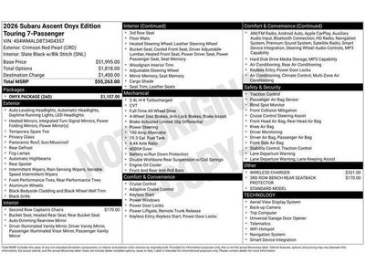 2026 Subaru ASCENT Onyx Edition Touring 7-Passenger