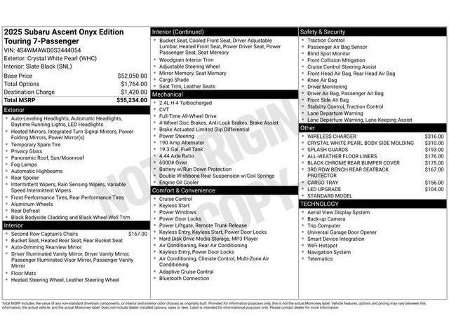 2025 Subaru ASCENT Onyx Edition Touring