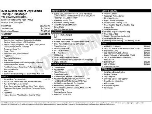 2025 Subaru ASCENT Onyx Edition Touring