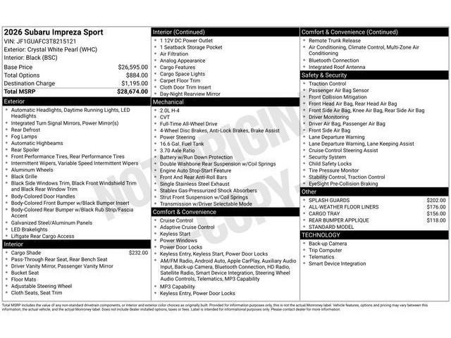 2026 Subaru IMPREZA Sport