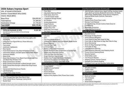 2026 Subaru IMPREZA Sport