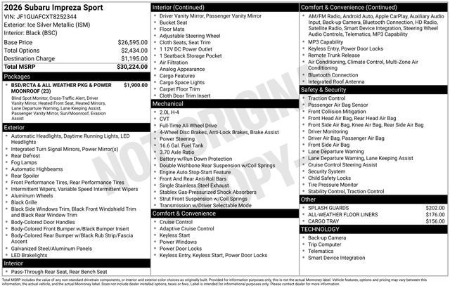 2026 Subaru IMPREZA Sport