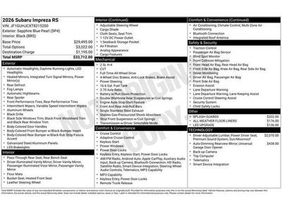 2026 Subaru IMPREZA RS