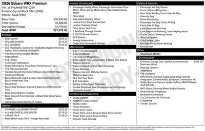 2026 Subaru WRX Premium