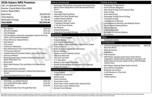 2026 Subaru WRX Premium