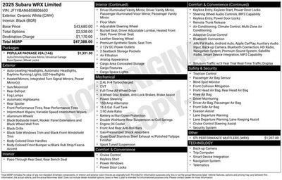 2025 Subaru WRX Limited