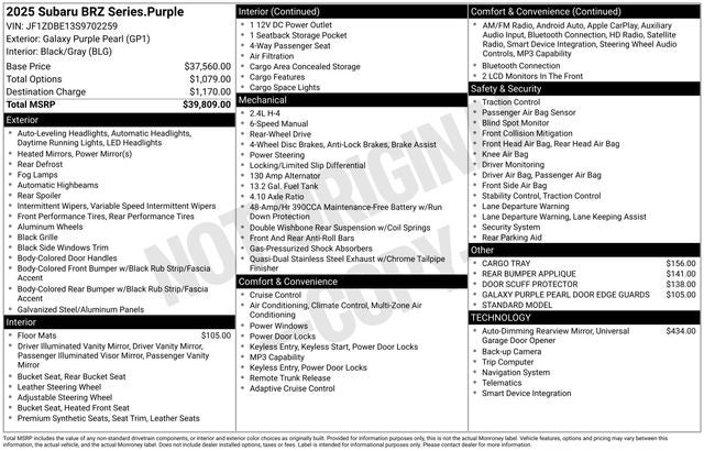 2025 Subaru BRZ Series Purple