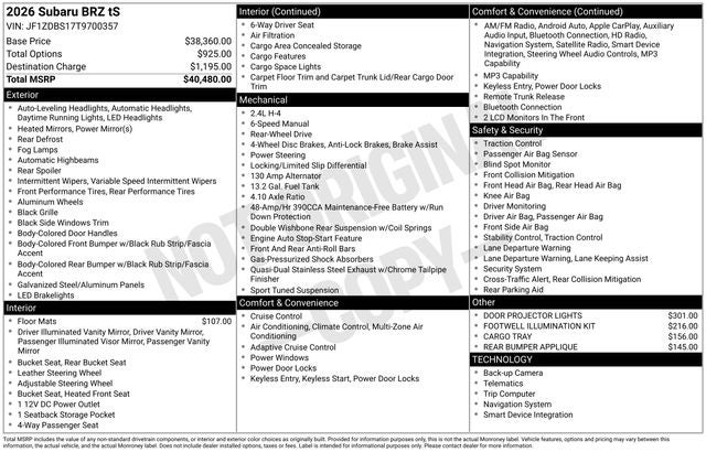 2026 Subaru BRZ Series. Yellow