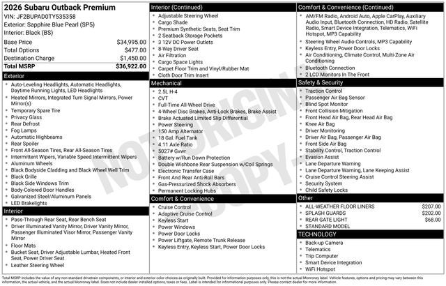 2026 Subaru OUTBACK Premium