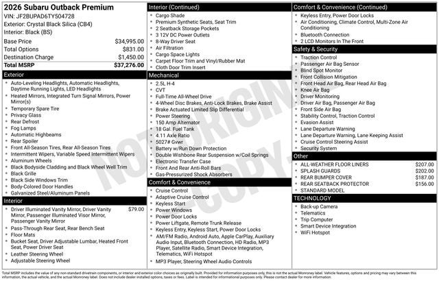2026 Subaru OUTBACK Premium