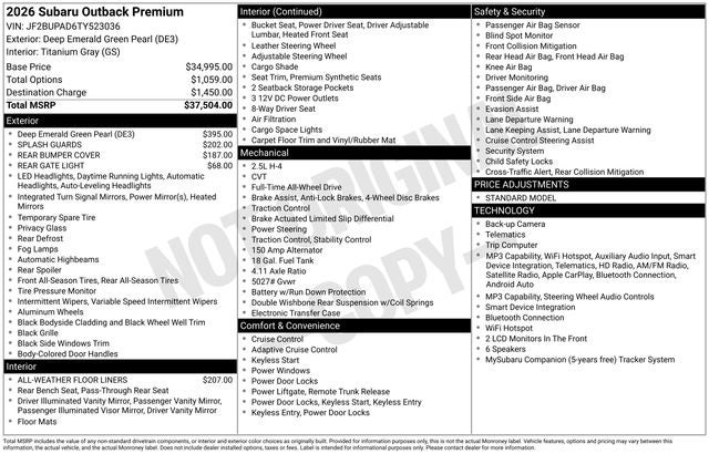 2026 Subaru OUTBACK Premium