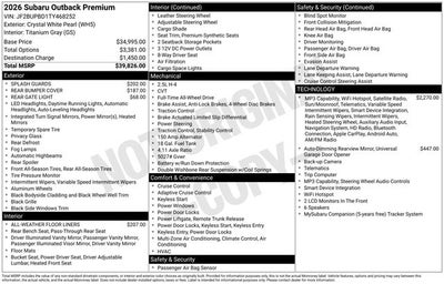 2026 Subaru OUTBACK Premium