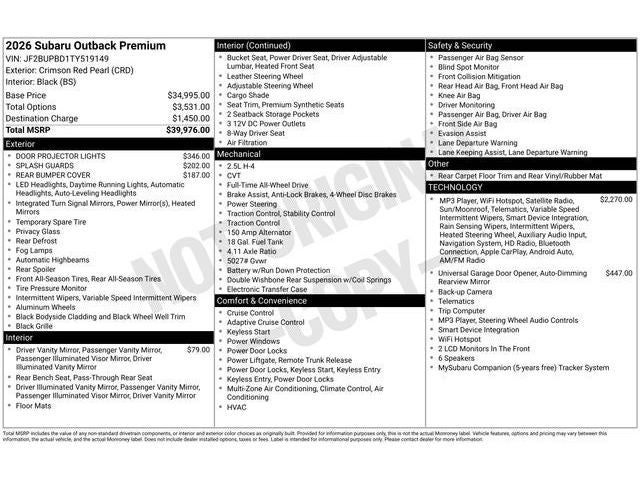 2026 Subaru OUTBACK Premium