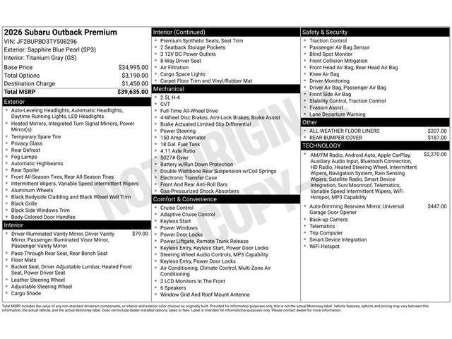 2026 Subaru OUTBACK Premium
