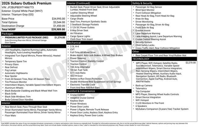 2026 Subaru OUTBACK Premium