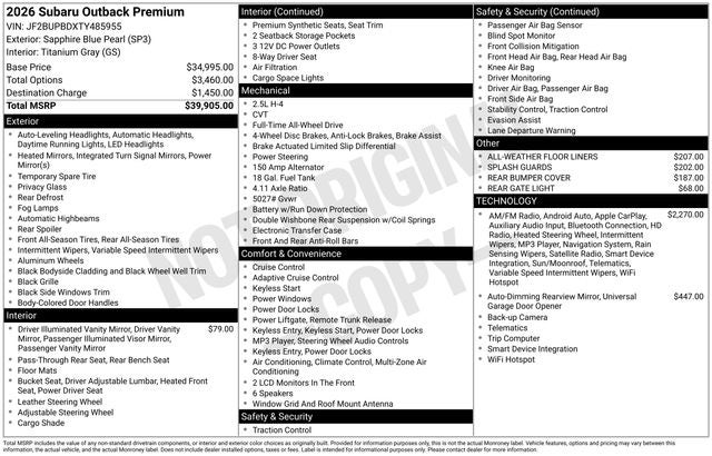 2026 Subaru OUTBACK Premium