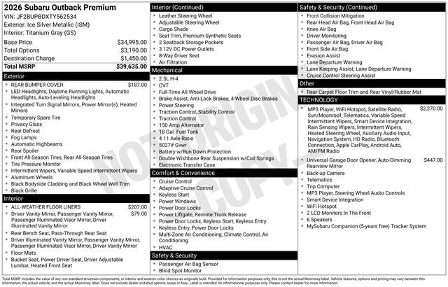2026 Subaru OUTBACK Premium