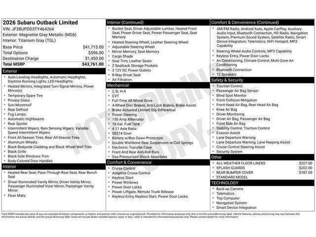 2026 Subaru OUTBACK Limited