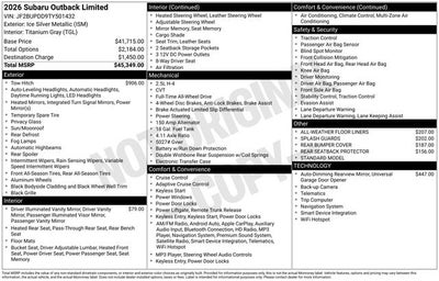 2026 Subaru OUTBACK Limited