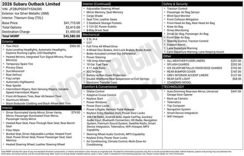2026 Subaru OUTBACK Limited