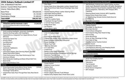 2026 Subaru OUTBACK Limited XT