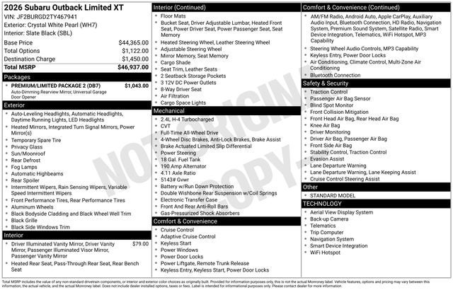 2026 Subaru OUTBACK Limited XT