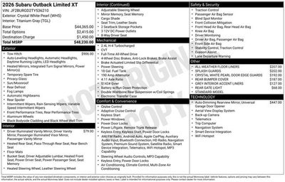 2026 Subaru OUTBACK Limited XT