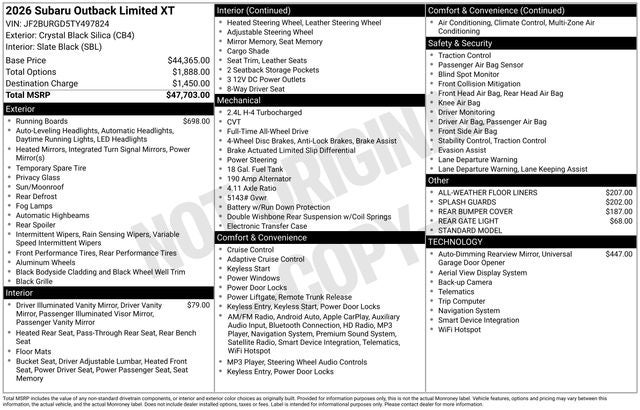 2026 Subaru OUTBACK Limited XT
