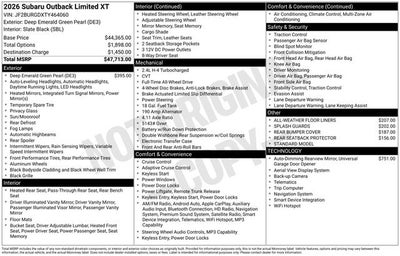 2026 Subaru OUTBACK Limited XT