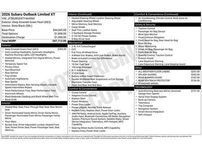 2026 Subaru OUTBACK Limited XT