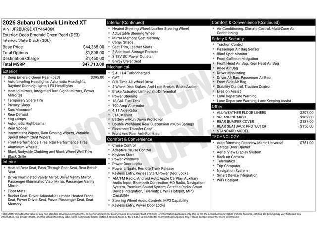 2026 Subaru OUTBACK Limited XT