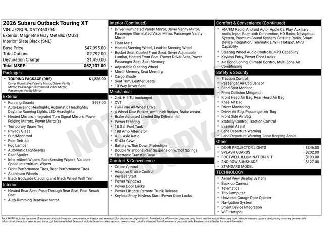 2026 Subaru OUTBACK Touring XT