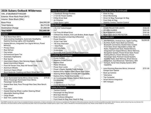 2026 Subaru OUTBACK Wilderness