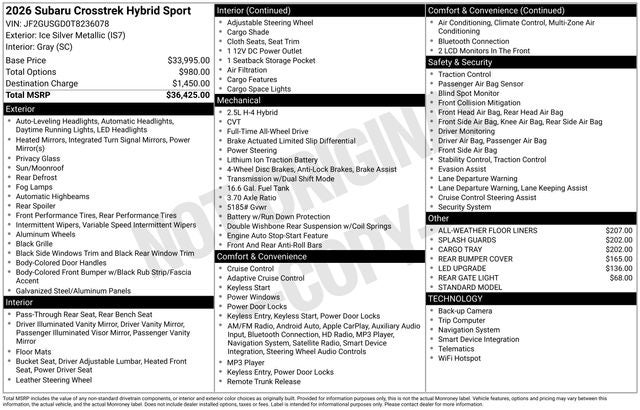 2026 Subaru CROSSTREK Sport Hybrid
