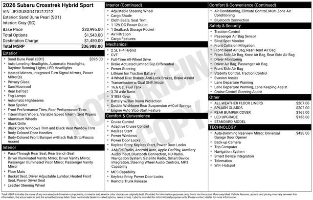 2026 Subaru CROSSTREK Sport Hybrid