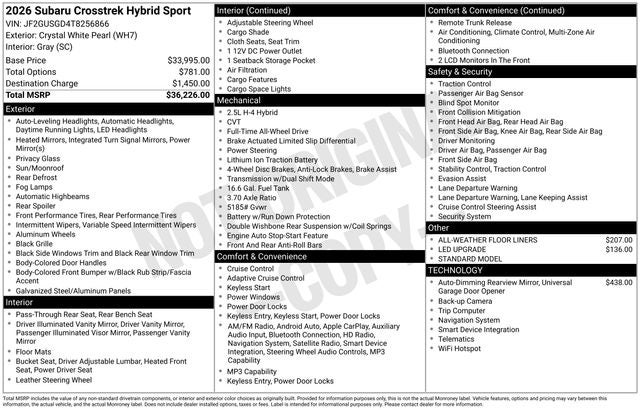 2026 Subaru CROSSTREK Sport Hybrid