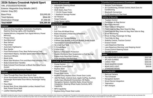 2026 Subaru CROSSTREK Sport Hybrid