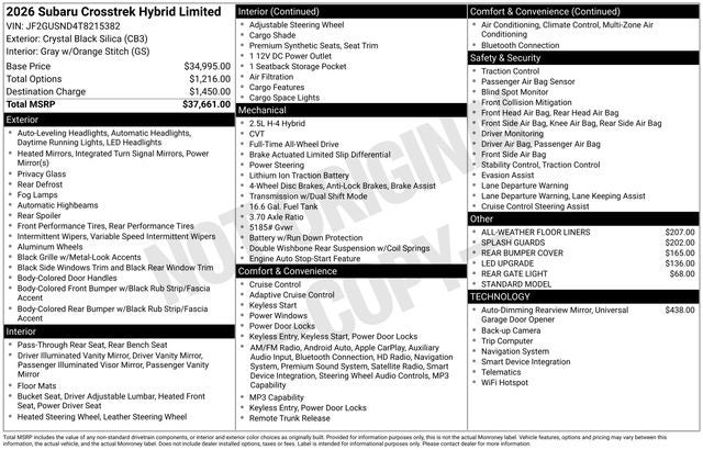 2026 Subaru CROSSTREK Limited Hybrid