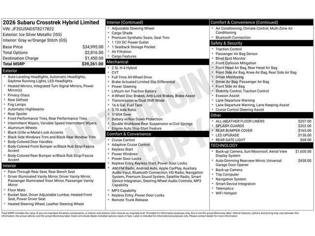 2026 Subaru CROSSTREK Limited Hybrid