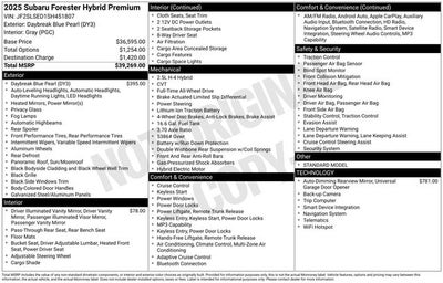 2025 Subaru FORESTER Premium Hybrid